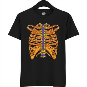 Cyborg Bones - Halloween Ribbenkast Dames / Heren Unisex T-shirt - Grappig Kostuum Shirt Idee Voor Volwassenen - T-Shirt - Unisex - Zwart - Maat XL