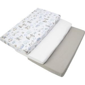Set van 3 hoeslakens, hoeslaken, 60 x 120 cm, 100% katoen, babybeddengoed, babymatras, slaapzak, kinderbed, babybed