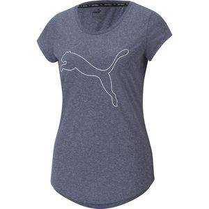 PUMA PERFORMANCE HEATHER CAT TEE W Dames Sportshirt - Donkerblauw - Maat M