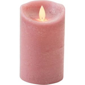 1x Antiek roze LED kaars / stompkaars 12,5 cm - Luxe kaarsen op batterijen met bewegende vlam