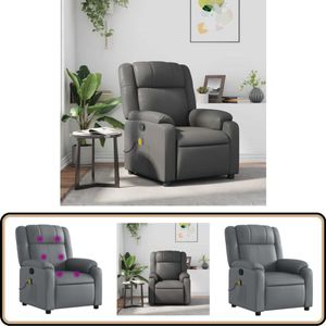 vidaXL Massagestoel - Verstelbaar - Kunstleer - Grijs Massagestoel - Elektrische Massage - Lounge Stoel - Relaxstoel - Ergonomische Stoel