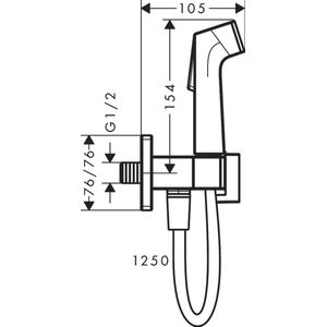 hansgrohe Bidette handdouche 1jet E EcoSmart voor koud water, met douchehouder en doucheslang, hoekig design, 29231000