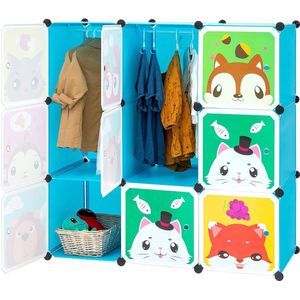 Kinderkast Kinderkast Stappenrek Boekenkast met deuren, diepere vakken dan normaal (45 cm vs. 35 cm), 110 x 47 x 110 cm Blauw