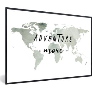 Fotolijst incl. Poster - Wereldkaart - Adventure more - Waterverf - 30x20 cm - Posterlijst