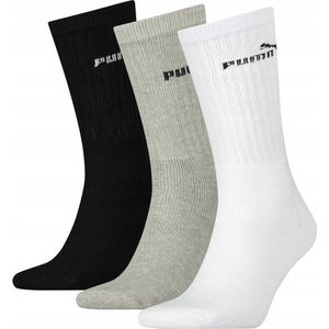 PUMA - Unisex - Maat 39 - 42 cm - Sokken voor Heren/Dames - Sport - Regular - Herensokken - ( 3 - pack ) Grijs /Witte / Zwart