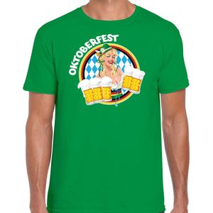 Bellatio Decorations Oktoberfest verkleed t-shirt heren - Duitsland/duits bierfeest kleding - groen L