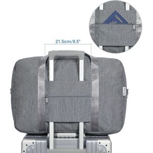 handbagage 45 x 36 x 20 opvouwbare reistas voor onder de stoel, draag- en handtas voor overnachten voor dames en heren, A-Grijs, 40L