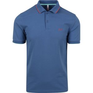 Sun68 - Poloshirt Small Stripe Collar Blauw - Modern-fit - Heren Poloshirt Maat M