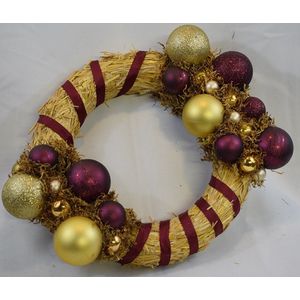 Krans, kerstkrans, Bordeaux/goud, Ø 25 cm