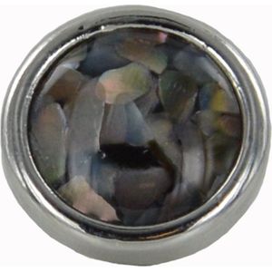 Quiges - Verzilverde Aanschuif Charm Bedel Kunstparel Grijs voor Quiges Wikkelarmbanden - EHC203