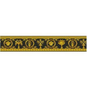 Exclusief luxe behang Profhome 343051-GU behangrand licht gestructureerd met ornamenten mat goud geel zwart 0,45 m2