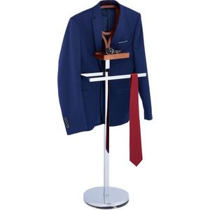 Relaxdays dressboy modern - zilver - houtlook - kledingstandaard slaapkamer - kreukvrij