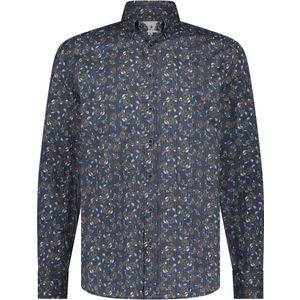 State of Art - Overhemd Bloemen Blauw - Heren - Maat M - Regular-fit