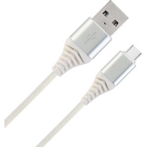 Oplaadkabel USB-C Kabels Gevlochten Nylon USB C naar USB A - USB C kabel Datakabel - Wit - 1 meter