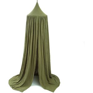 IL BAMBINI - Washed Katoenen klamboe voor babykamer - Hemeltje voor babybedje - Hoogte 250 cm Ø 60 cm - Decoratie kinderkamer - Donkergroen - kraamcadeau