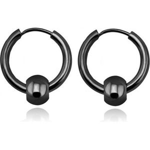 Stalen oorringen Flexible Bead Black-14mm