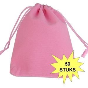 Fako Bijoux® - Fluweel Cadeau Zakjes - Velours - 10x12cm - Roze - 50 Stuks