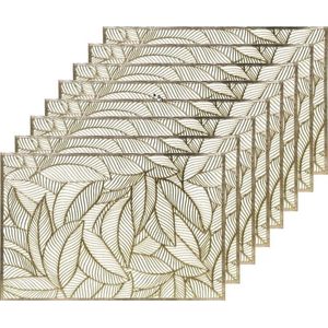 8x Gouden bladeren placemats 30 x 45 cm rechthoek - Goud thema tafeldecoraties versieringen