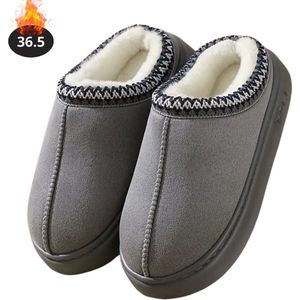 Nivard Warme Pantoffels - Sloffen - Slippers - Dames - Heren - Pluche - Maat 43 - Grijs