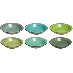 Tavola - Diepe borden - Groene tinten - Ø21cm - (6 stuks)