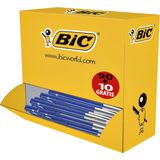 BIC Balpen M10 Blauw Voordeelpak - De klassieke en iconische BIC pen - medium punt (1.0 mm) - 90+10