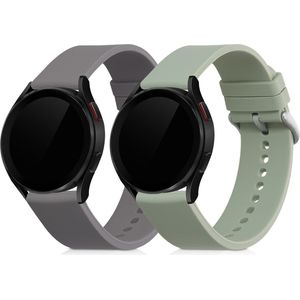 kwmobile 2x armband geschikt voor Samsung Galaxy Watch 4 (40mm) - Bandjes voor fitnesstracker in grijs / pastelgroen