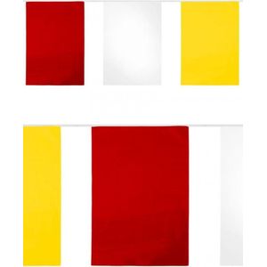 PVC vlaggenlijn rechthoek rood/wit/geel 10m brandvertragend