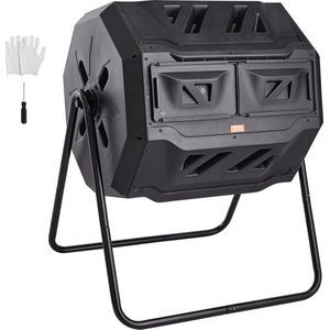 Tumbling Composter Composter Tumbler 162,7 L, Drum Composter Draaibaar Tumbling Composter 735 x 625 x 955 mm, 50 kg Heavy Duty Tuincomposter incl. Handschoenen