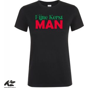 Klere-Zooi - Fijne Kerst Man - Zwart Dames T-Shirt - L