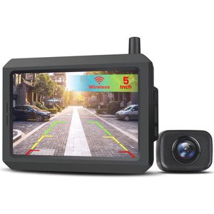 Draadloze Digitale Achteruitrijcameraset met 5 Inch LCD Monitor, Waterdichte Achteruitrijcamera, Nachtzicht en Parkeerhulp