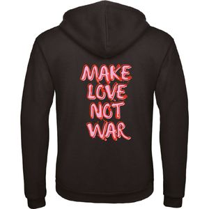 Hoodie zwart S - Make love not war - soBAD. | Hoodie unisex | Hoodie dames | Hoodie Heren | Sweater