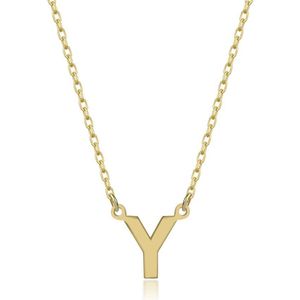Letter Y Initial Gold Plated Ketting Zilver (925 sterling) Trendy Minimalistisch Combi Bedel Goudkleurig Dames Meisje | Cadeau Voor Vrouw