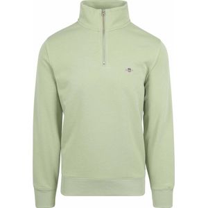 Gant Half Zip Trui Logo Lichtgroen - Maat XL - Heren - Schipperstrui