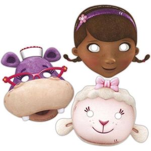 Procos - Doc Mcstuffins - Speelgoed dokter - Gezichtsmaskers - Maskers - Karton - 6 Stuks - Kinderfeest - Verjaardag.