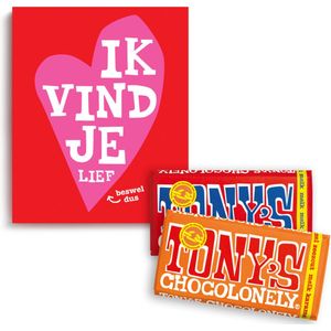 Tony's Chocolonely Geschenkdoos Liefde - Melkchocolade + Karamel Zeezout - Cadeau - Cadeautje voor Hem en Haar - 2 x 180 gram