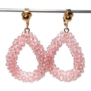 Clip Oorbellen dames - Oorclips - Kralendruppel- Roze - MNQ bijoux