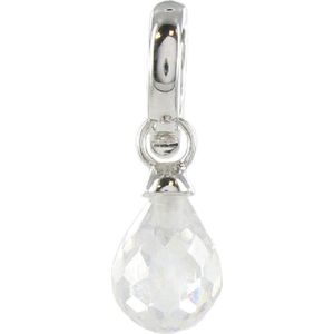 Quiges - Verzilverde Aanschuif Charm Bedel Druppel Transparant voor Quiges Wikkelarmbanden - EHC038