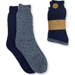 4 paar BORU Wollen Sokken Blauw - Maat 39-42