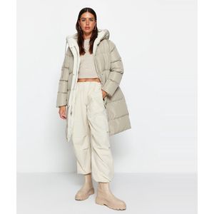 Trendyol Zwart-Kaki Dubbelzijdig Waterafstotend Lang Pufferjack Met Capuchon Twoaw23Mo00052