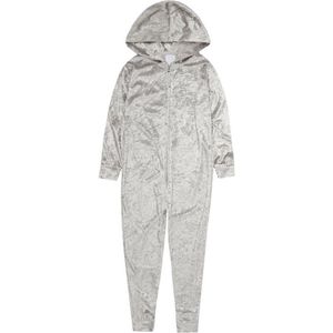 Onesie maat 122/128 - zilvergrijs - huispak pyjama glimmend zilver