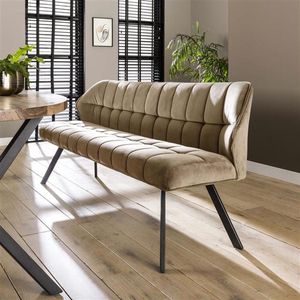 DH Interior Velvet Eetkamerbank Romy Champagne 200 cm Geblokt - Velvet - Modern - 180 x 59 x 84 cm