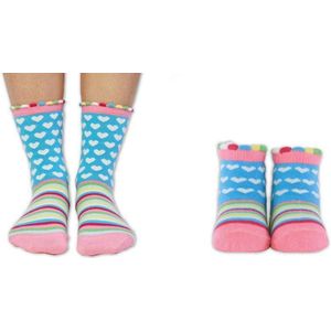 Cadeaudoosje met Moeder Dochter sokken - Mummy and Me - Maat 37/42 en 0-12 mnd - ook leuk kraamcadeau