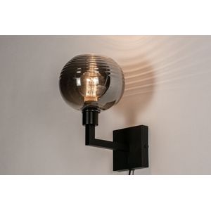Lumidora Wandlamp 31034 - Voor binnen - NAPELS - E27 - Zwart - Grijs - Metaal