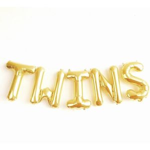 Twins folie ballonnen set goud - tweeling - folie - ballon - goud - twins - decoratie - babyshower - genderreveal - baby - zwanger