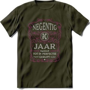 90 Jaar Legendarisch Gerijpt T-Shirt | Roze - Grijs | Grappig Verjaardag en Feest Cadeau Shirt | Dames - Heren - Unisex | Tshirt Kleding Kado | - Leger Groen - S