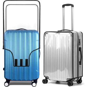 Set van 2 transparante kofferhoezen, reiskoffer beschermhoes, PVC kofferhoezen, waterdicht, transparant, stofdicht, zwarte rand, 24 inch