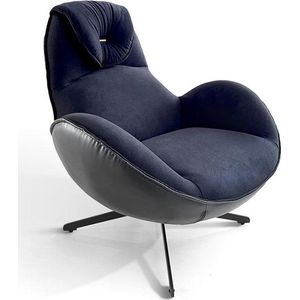 OHNO Furniture Sorrento Lounge Stoel - Armleunstoel, Imitatieleer, RVS, Zwart