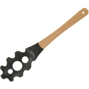 Arte R Lovers Kook/keuken gerei - spaghetti opschep lepel - zwart/bruin - kunststof/hout - 38 cm