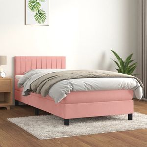 The Living Store Bed - Roze - Stof - 193 x 90 x 78/88 cm - Pocketvering