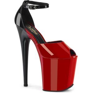 Pleaser - FLAMINGO-868 Sandaal met enkelband, Paaldans schoenen - US 6 - 36 Shoes - Rood/Zwart